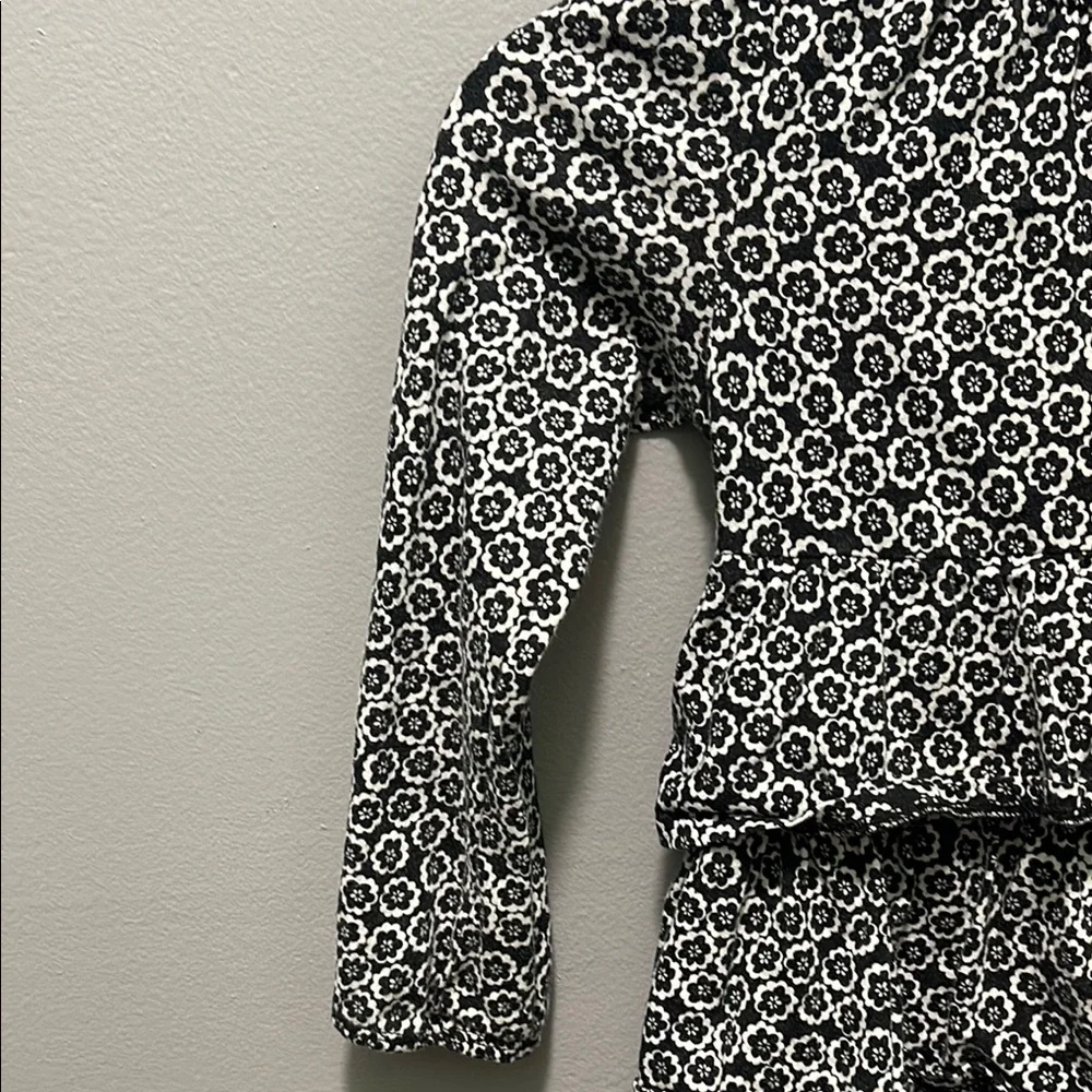 OshKosh Black and White Floral Dress with Purple Bow